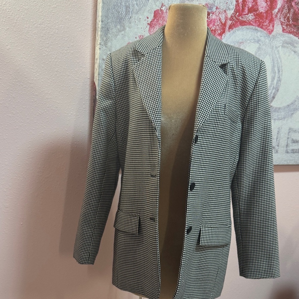 Vintage 90's Black and White Houndstooth Blazer 12